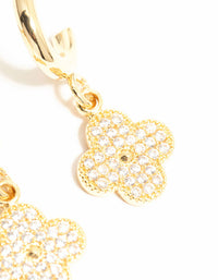 Gold Plated Cubic Zirconia Flower Drop Hoop Earrings - link has visual effect only