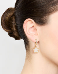 Gold Plated Flower Drop Diamante Hoop Earrings - link has visual effect only