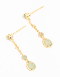 Gold Plated Green Diamante Drop Earrings - link has visual effect only