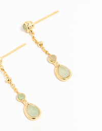 Gold Plated Green Diamante Drop Earrings - link has visual effect only