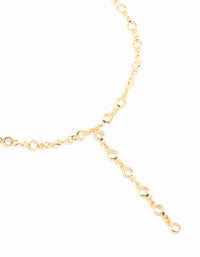 Gold Plated Round Diamante Chain Y-Necklace - link has visual effect only