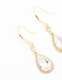 Gold Plated Pear Cut Cubic Zirconia Drop Earrings - link has visual effect only