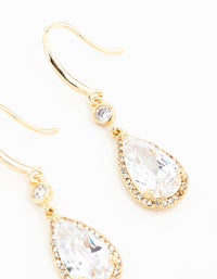 Gold Plated Pear Cut Cubic Zirconia Drop Earrings - link has visual effect only