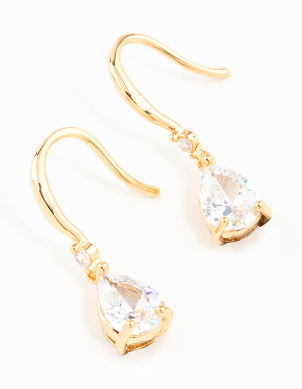 Gold Plated Cubic Zirconia Teardrop Earrings