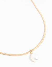 Gold Plated Freshwater Pearl Pendant Snake Chain Necklace - link has visual effect only