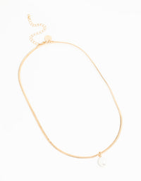 Gold Plated Freshwater Pearl Pendant Snake Chain Necklace - link has visual effect only