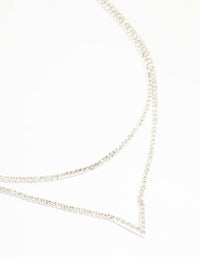 Silver Plated Cubic Zirconia Layered V Necklace - link has visual effect only