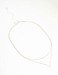 Silver Plated Cubic Zirconia Layered V Necklace - link has visual effect only