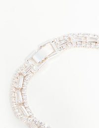 Silver Plated Cubic Zirconia Layered Bracelet - link has visual effect only