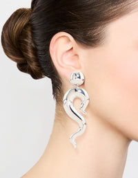 Silver Plated Long Swirl Stud Earrings - link has visual effect only