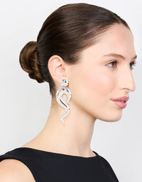 Silver Plated Long Swirl Stud Earrings - link has visual effect only