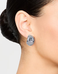 Gunmetal Chubby Bubble Hoop Earrings - link has visual effect only