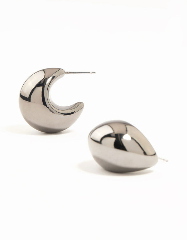 Gunmetal Chubby Bubble Hoop Earrings