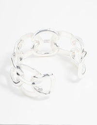 Silver Chunky Link Chain Wrist Cuff - link has visual effect only