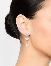 Silver Plated Cubic Zirconia Bow Drop Earrings - link has visual effect only