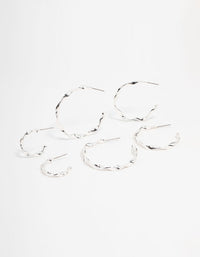 Silver Twisted Hoop Earrings 3-Pack - link has visual effect only