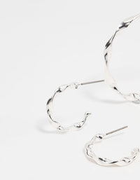 Silver Twisted Hoop Earrings 3-Pack - link has visual effect only