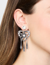 Antique Silver Heart Drop Earrings - link has visual effect only