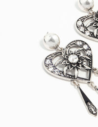 Antique Silver Heart Drop Earrings - link has visual effect only