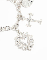 Silver Bow & Heart Charm Bracelet - link has visual effect only