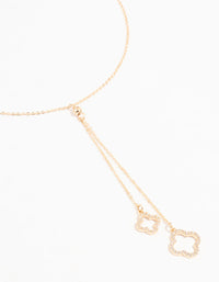 Gold Cubic Zirconia Flower Y Necklace - link has visual effect only