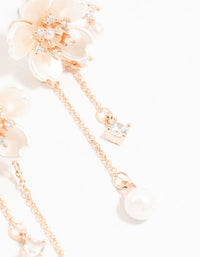 Rose Gold Plated Flower Diamante Pearl Drop Earrings - link has visual effect only