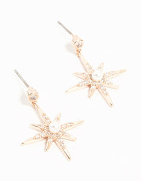 Rose Gold Plated Star Crystal Pearl Drop Earrings - link has visual effect only