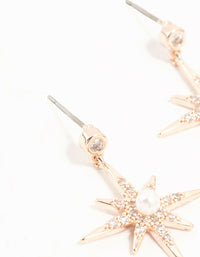 Rose Gold Plated Star Crystal Pearl Drop Earrings - link has visual effect only