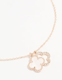 Rose Gold Plated Cubic Zirconia Flower Pendant Necklace - link has visual effect only