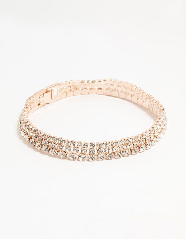 Rose Gold Fine Diamante Cupchain Bracelet