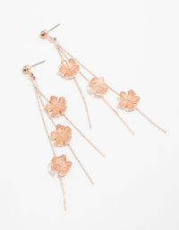 Rose Gold Pink Floral Chain Drop Earrings - link has visual effect only