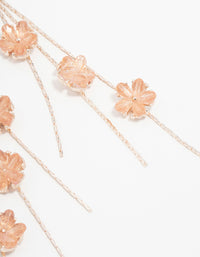 Rose Gold Pink Floral Chain Drop Earrings - link has visual effect only