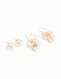 Rose Gold Enamel Flower Earrings 2-Pack - link has visual effect only