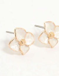 Rose Gold Enamel Flower Earrings 2-Pack - link has visual effect only