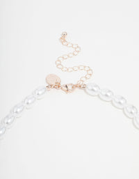 Rose Gold Pearl Heart Pendant Necklace - link has visual effect only