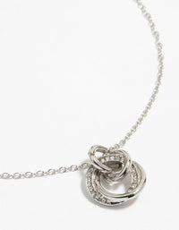 Silver Diamante Circle Link Pendant Necklace - link has visual effect only