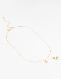 Gold Bubble Cross Necklace and Earrings Set - link has visual effect only