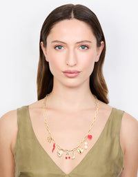 Gold Plated Chili & Cherry Charm Necklace - link has visual effect only