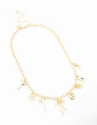 Gold Plated Bow & Star Charm Necklace - link has visual effect only