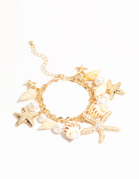 Gold Starfish & Shell Charm Bracelet - link has visual effect only