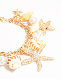 Gold Starfish & Shell Charm Bracelet - link has visual effect only