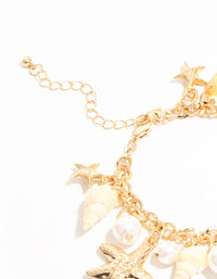 Gold Starfish & Shell Charm Bracelet - link has visual effect only