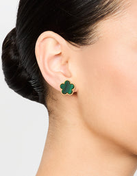 Gold Plated Emerald Flower Stud Earrings - link has visual effect only