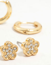 Gold Plated Brass Mini Clover Earrings 4-Pack - link has visual effect only