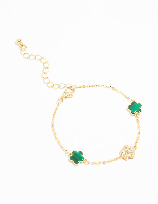 Gold Plated Trio Clover Bracelet