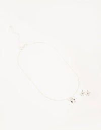 Silver Bow Necklace and Earrings Set - link has visual effect only