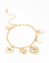 Gold Heart Charm Bracelet - link has visual effect only