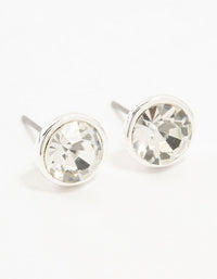 Silver Diamante With Frame Stud Earrings - link has visual effect only