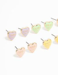 Gold Candy Hearts 8-Pack Stud Earrings - link has visual effect only