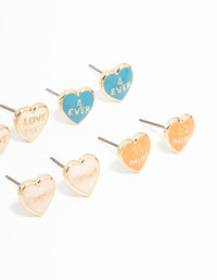 Gold Candy Hearts 8-Pack Stud Earrings - link has visual effect only